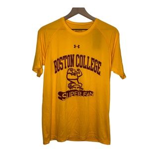 NWT Under Armour Yellow Maroon Loose Fit Boston College Athletic Tee (4)